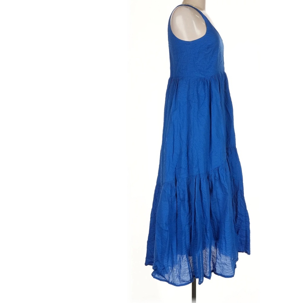 AYR The Magic Hour Dress in Formentera Colbalt Blue Smocked Back Maxi Cotton M - Picture 3 of 9